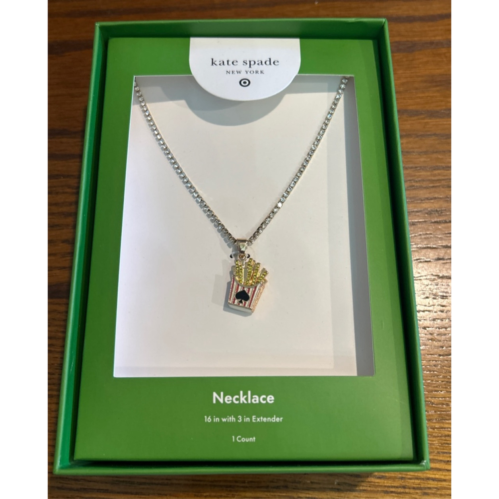 Women's Kate Spade Gold & Green French Fry Charm Necklace One Size